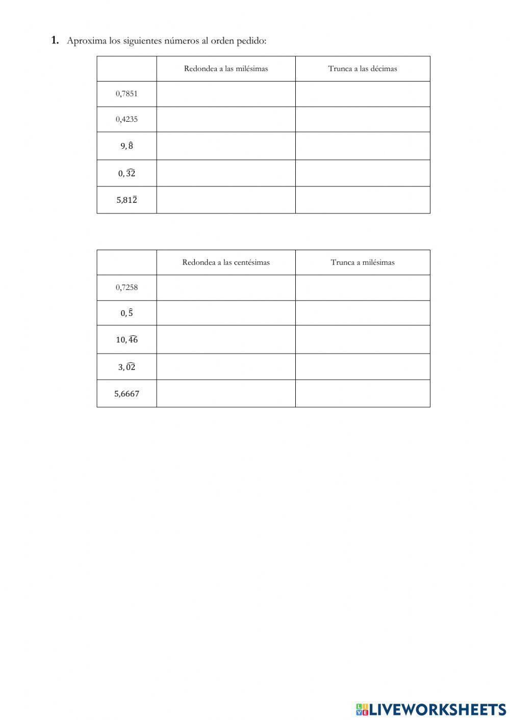 Redondeo y truncamiento