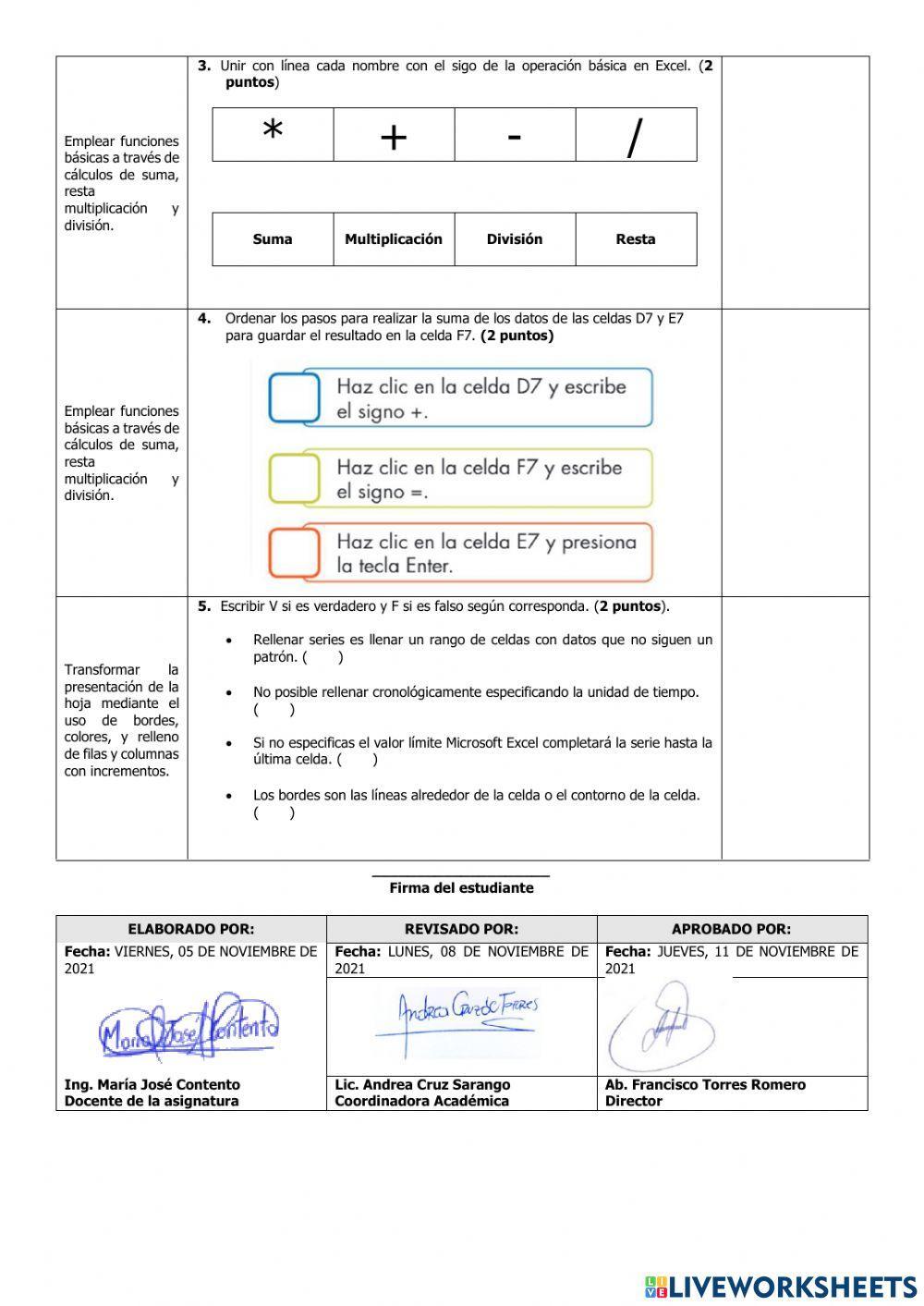 Evaluación del Primer Parcial de Computación Cuarto del Segundo Quimestre