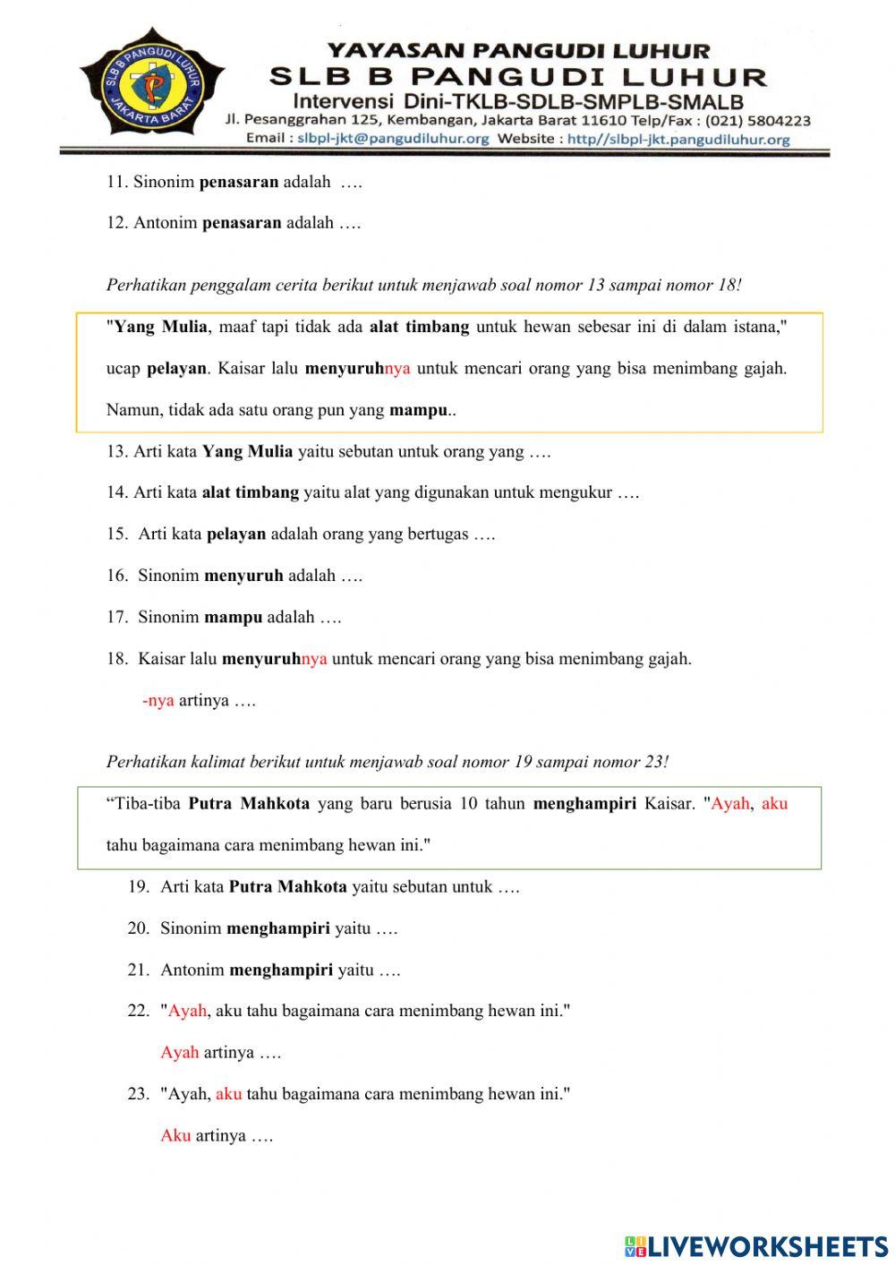 Latihan Bahasa Indonesia