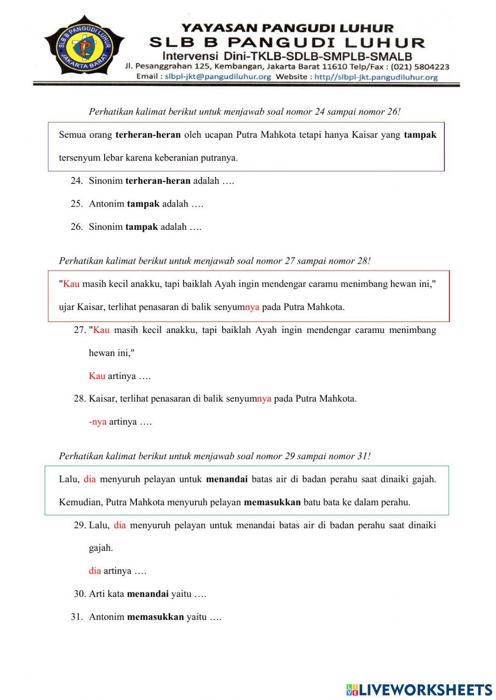 Latihan Bahasa Indonesia