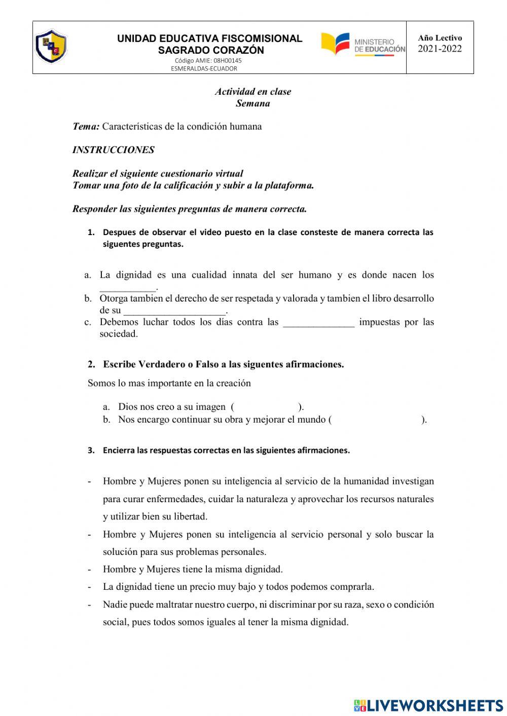 Características de la condición humana
