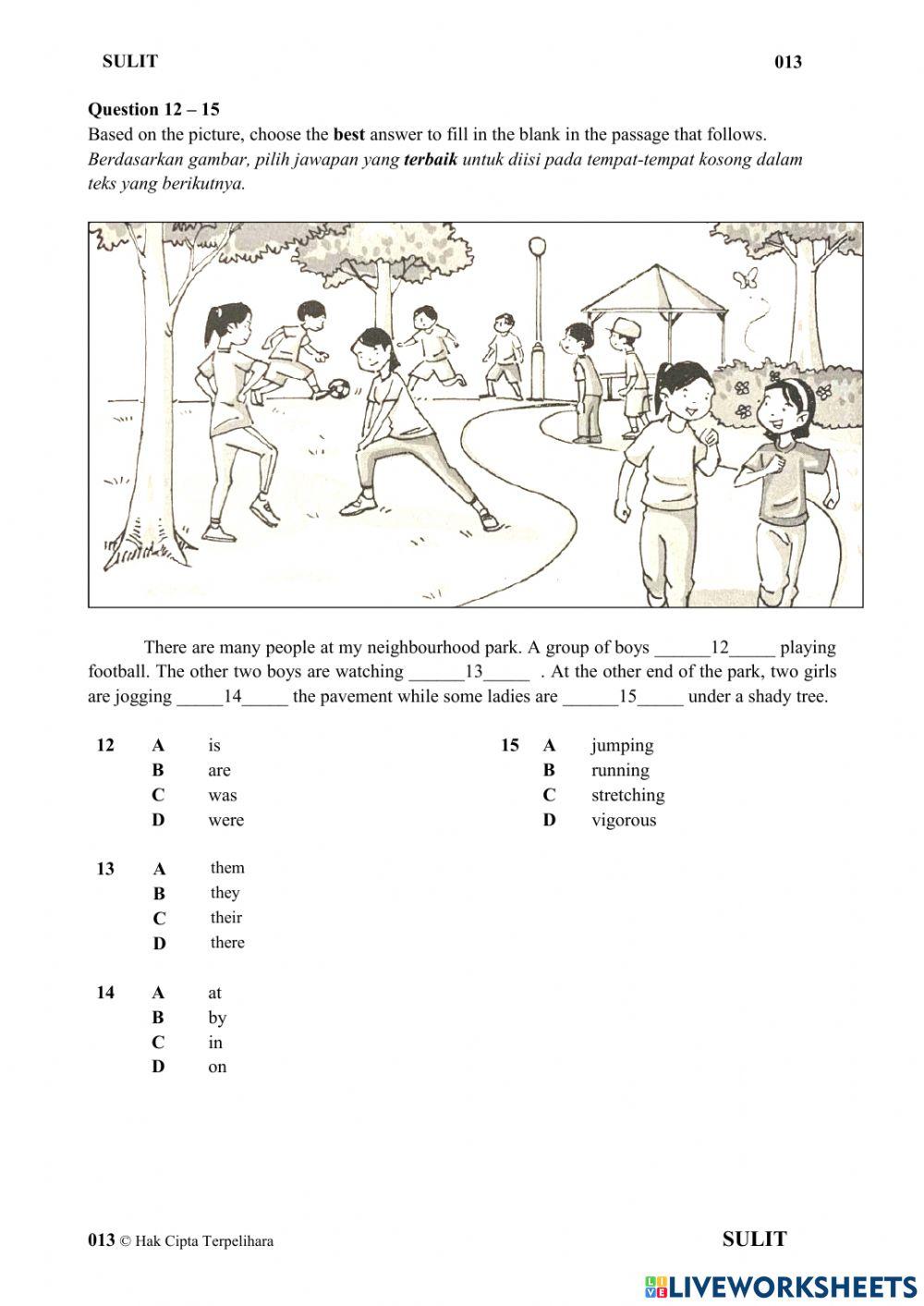 Pentaksiran Sumatif bahasa inggeris (bahagian a kertas 1) tahun 6 2021