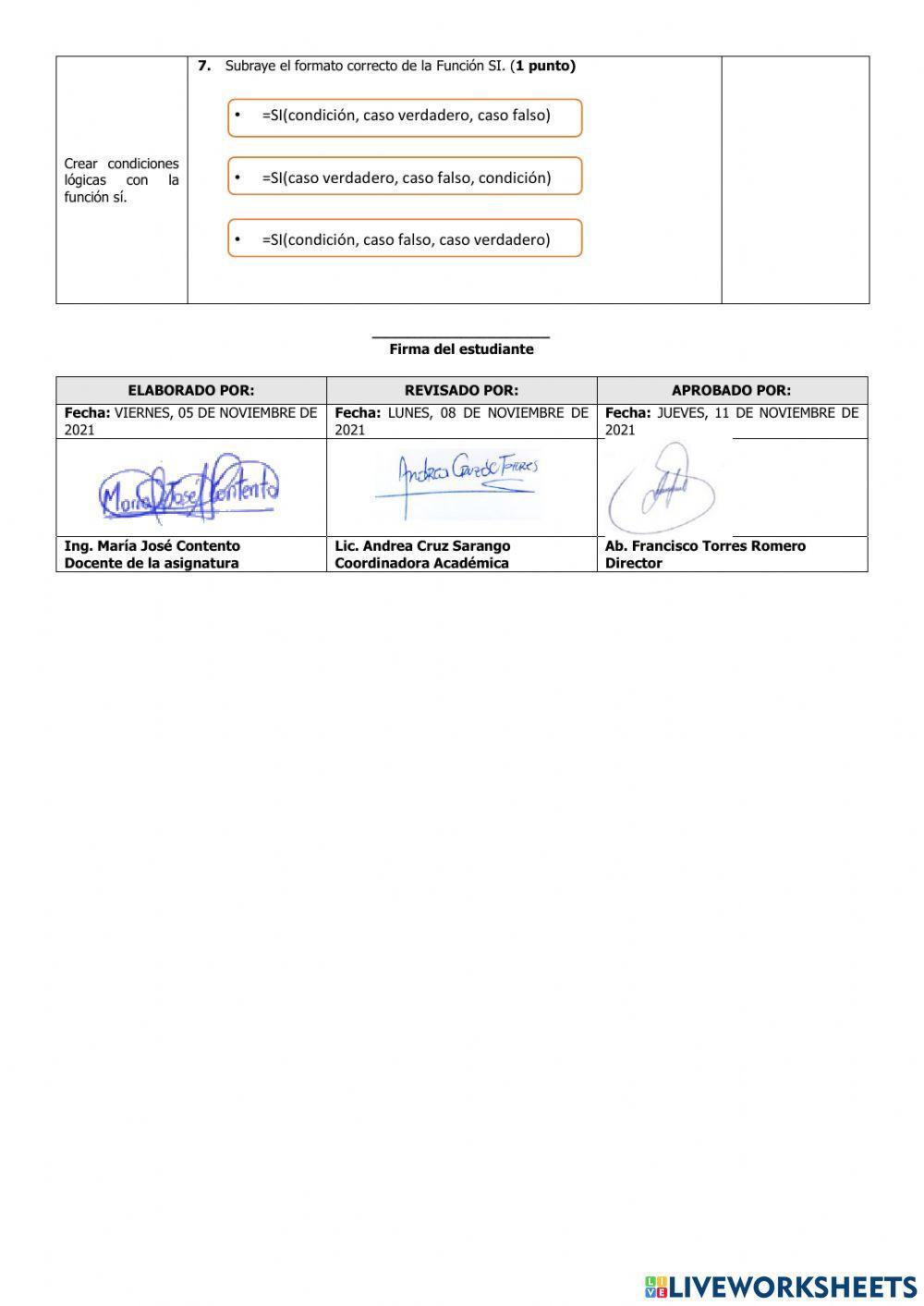 Evaluación del Primer Parcial de Computación Séptimo del Segundo Quimestre