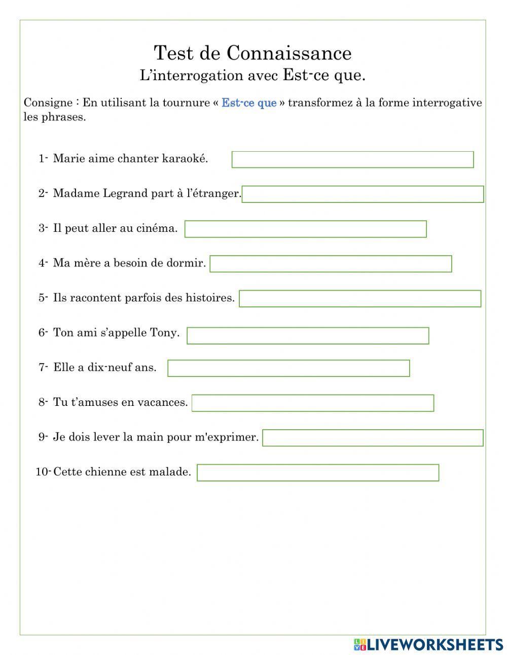 La tournure: Est-ce que