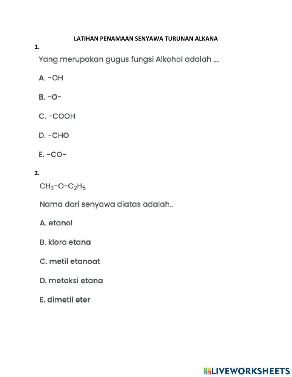 Latihan penamaan senyawa turunan alkana
