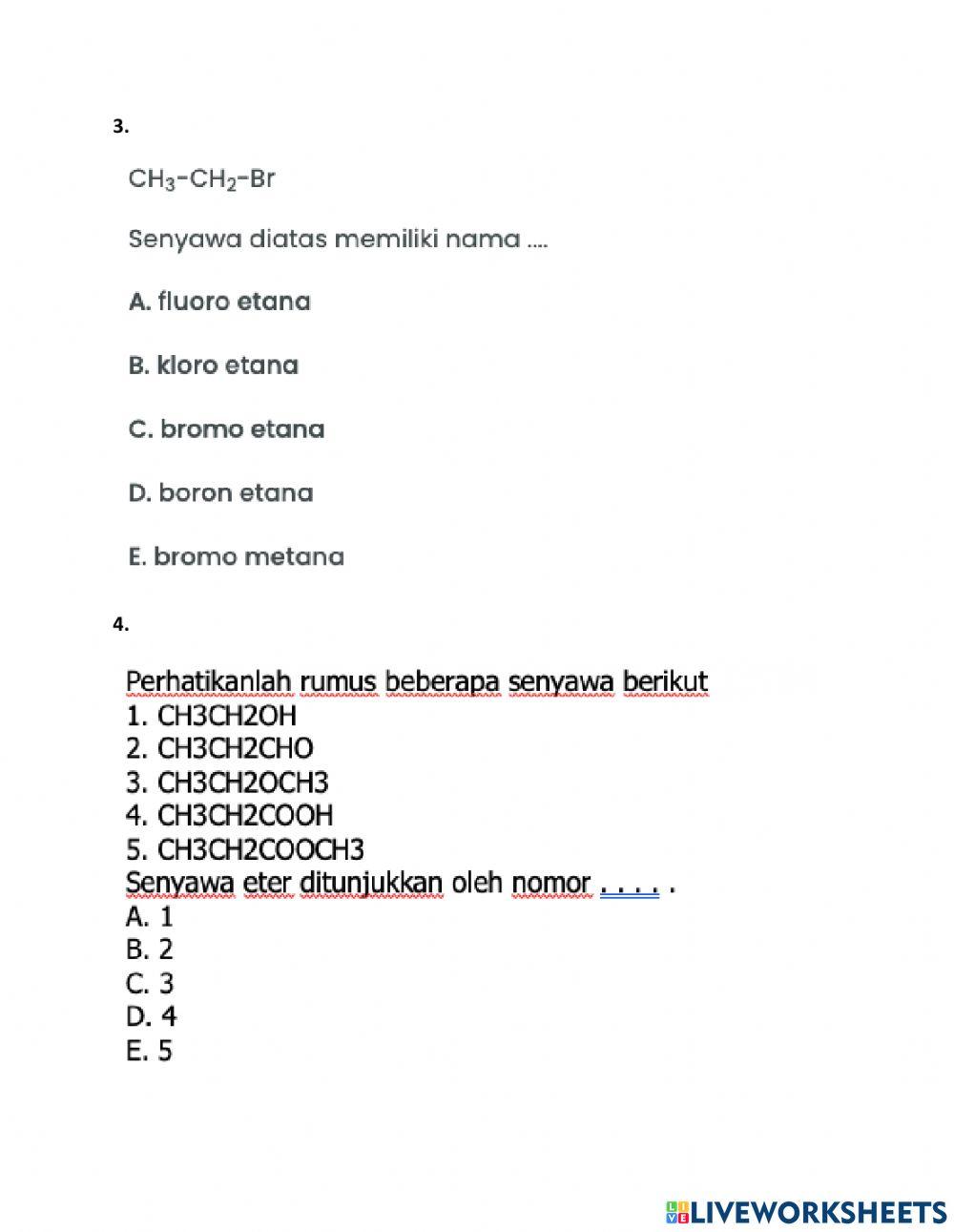 Latihan penamaan senyawa turunan alkana