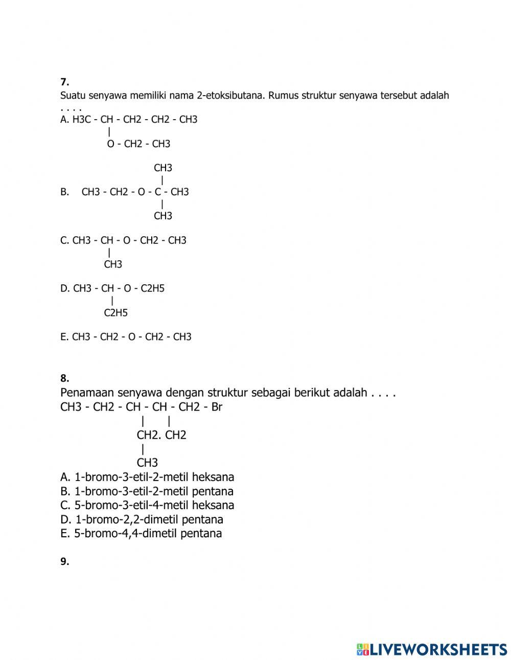 Latihan penamaan senyawa turunan alkana