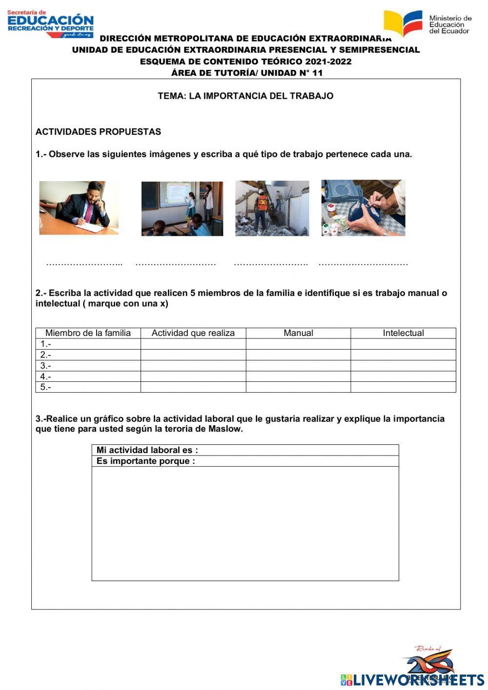 Unidad 11 importancia del trabajo