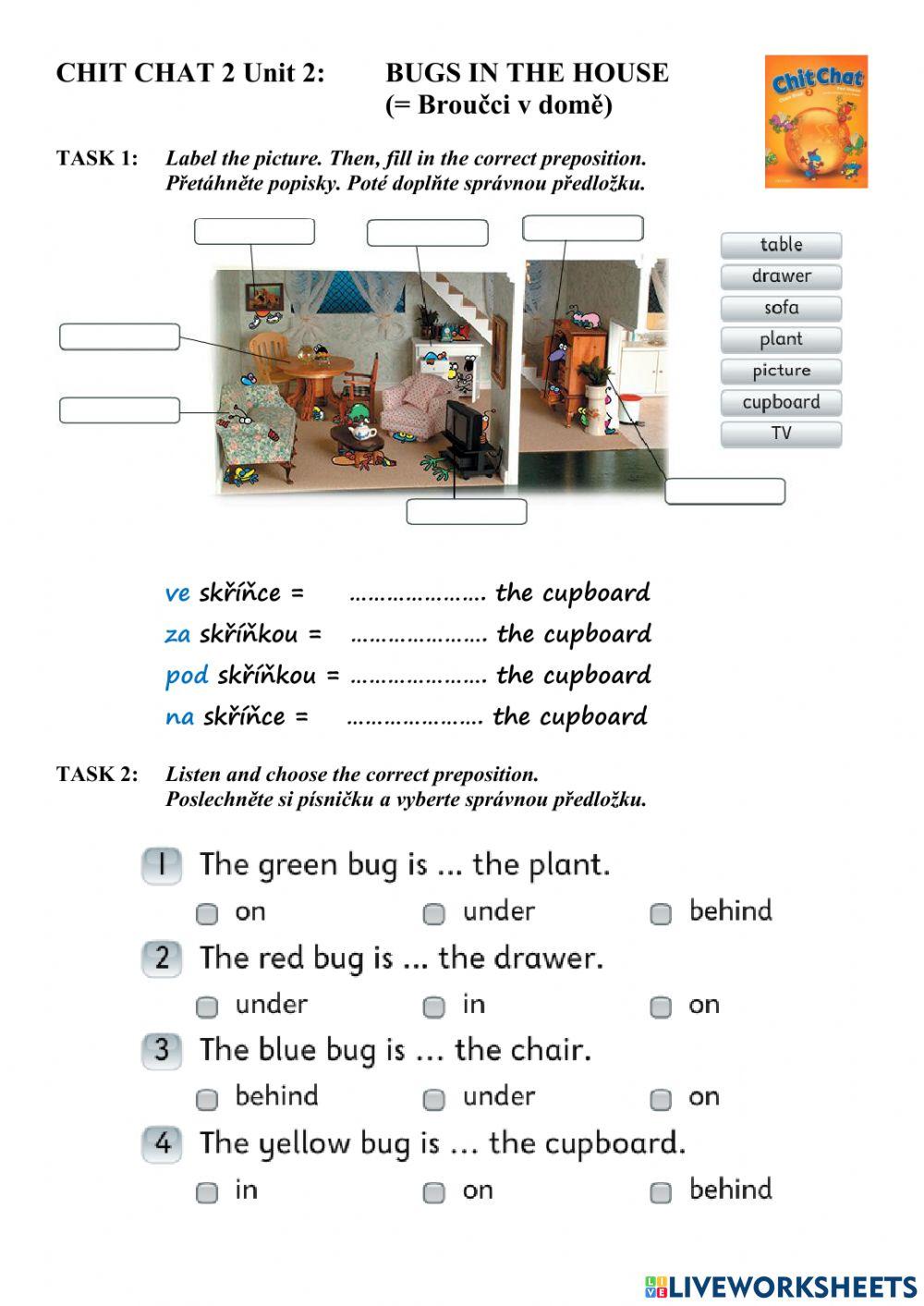 CHIT CHAT 2 Unit 2 - BUGS IN THE HOUSE (extra exercises)