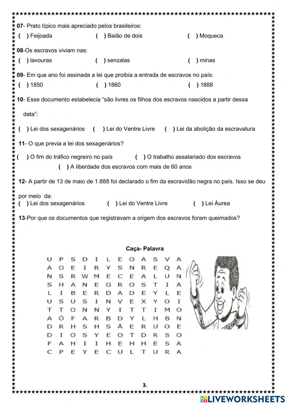 20 de novembro - Dia da Consciência Negra- Parte I