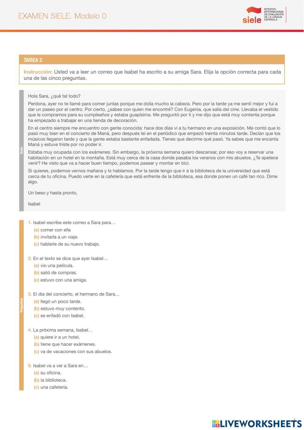 SIELE - Comprensión Lectora - SIMULACIÓN