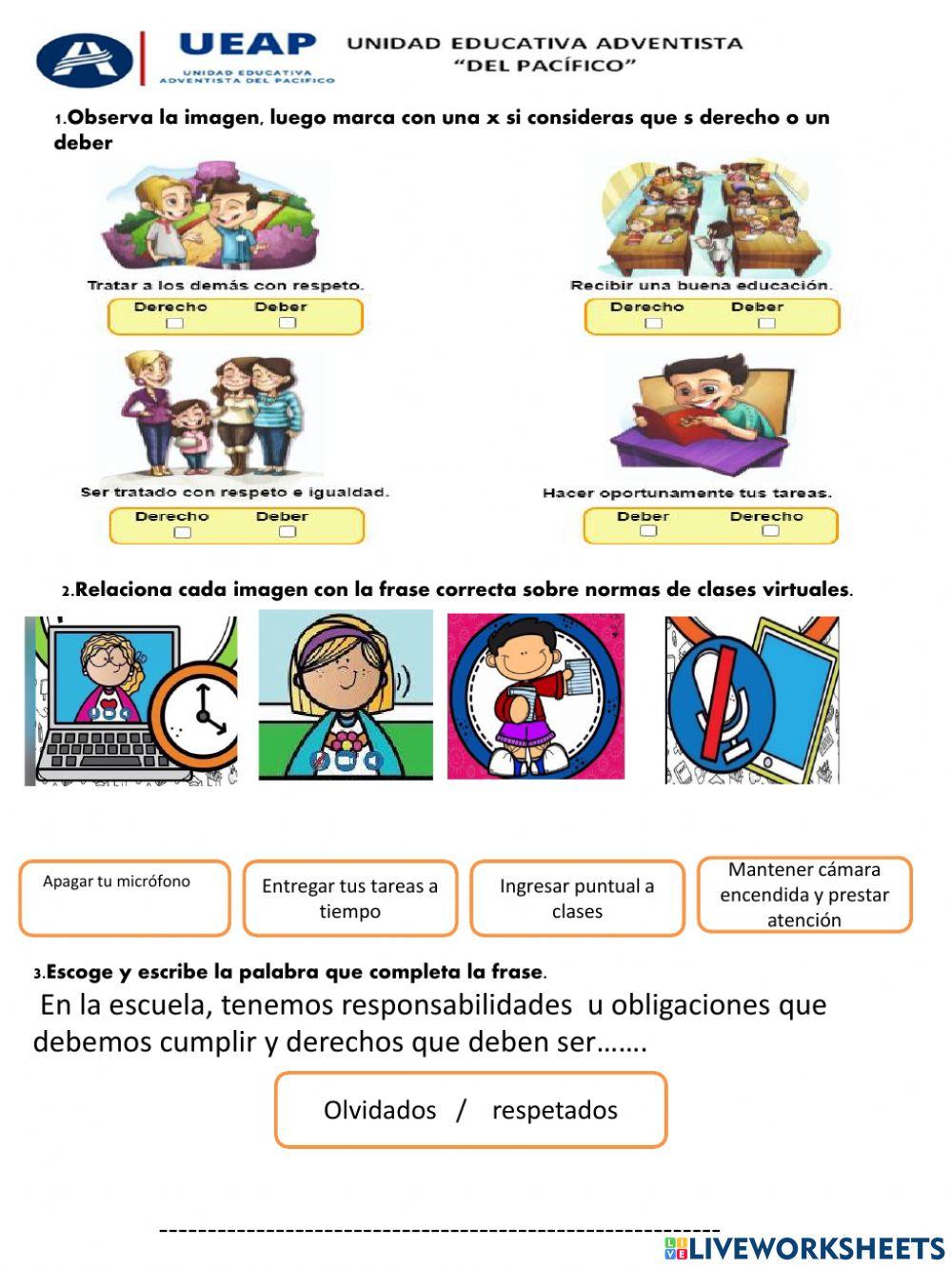 Obligaciones y derechos en la escuela