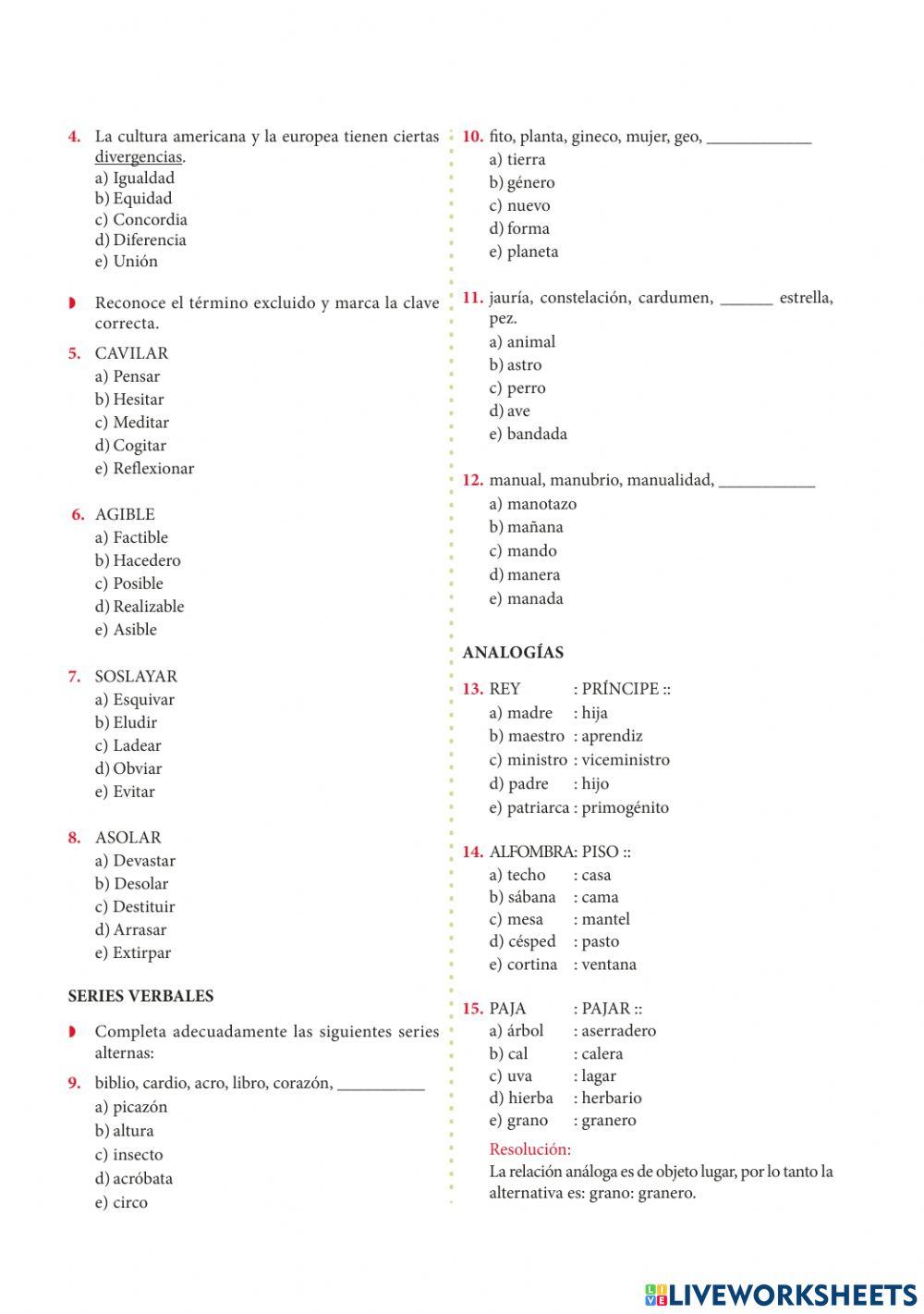 Miscelánea Razonamiento verbal