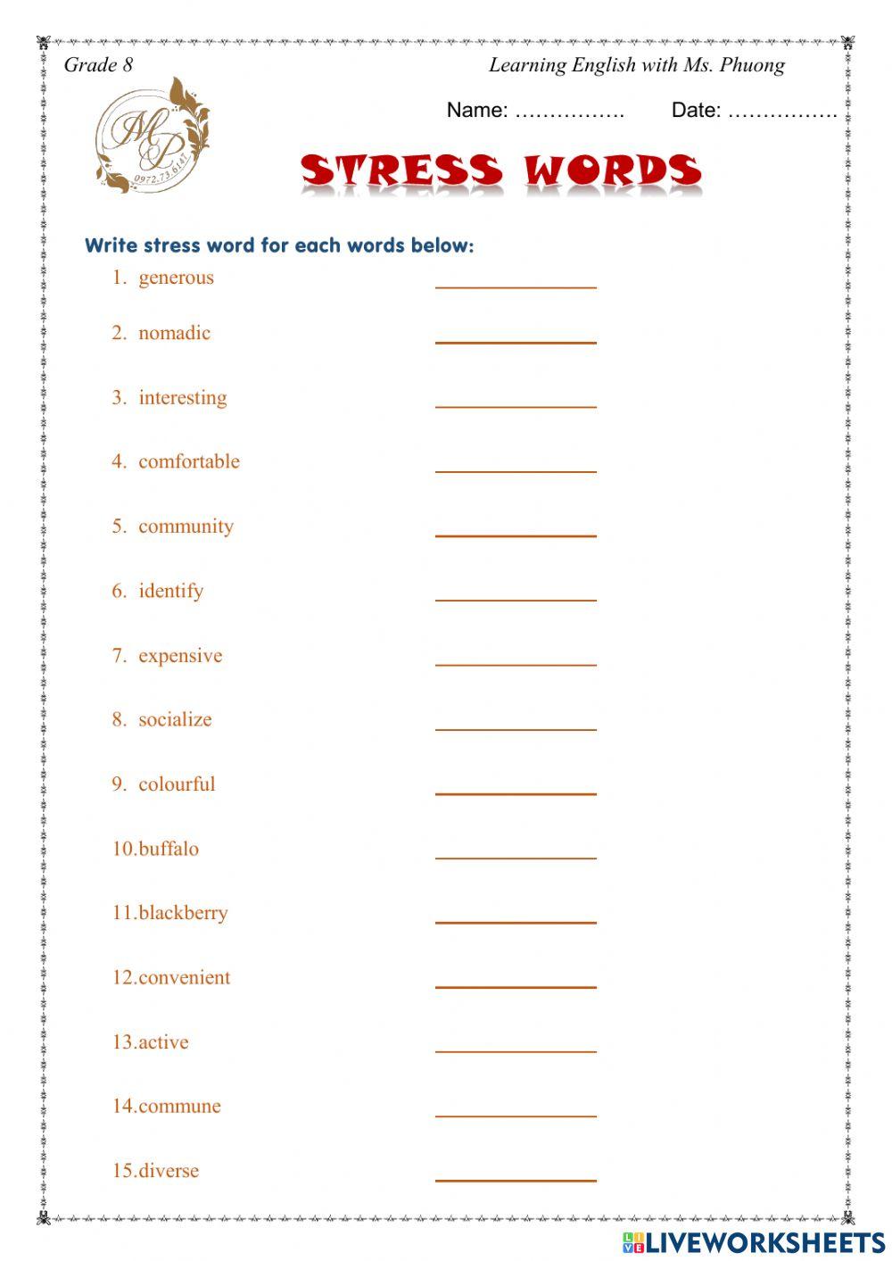 Englishs 8 - Word stress