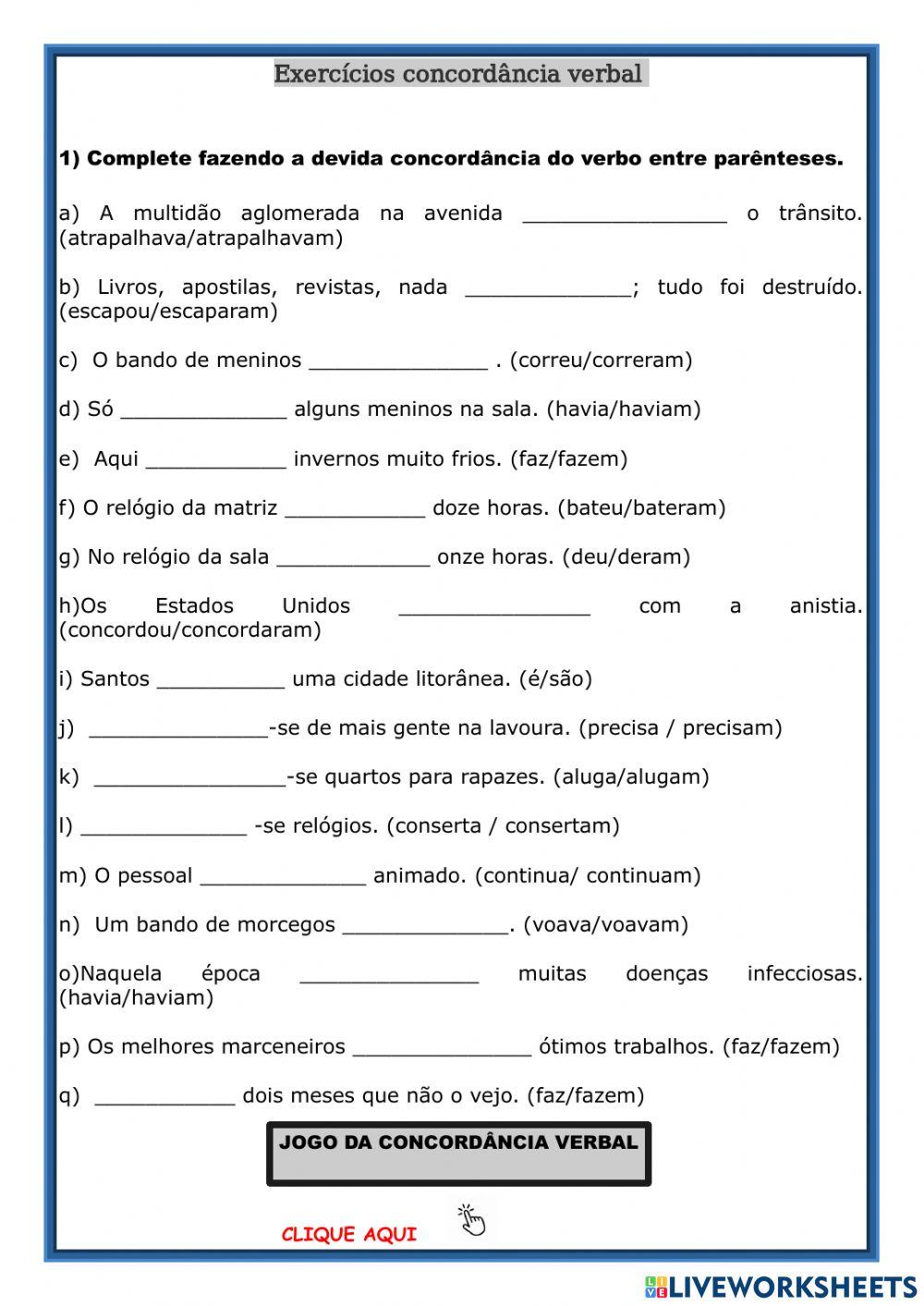 Concordância verbal
