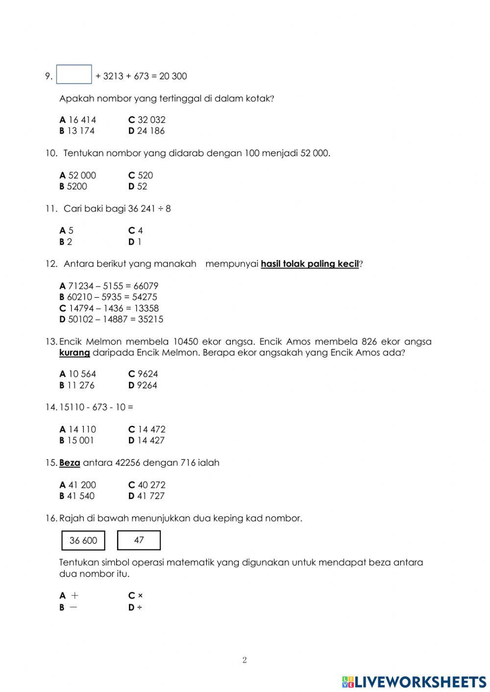 Ulangkaji math tahun 4