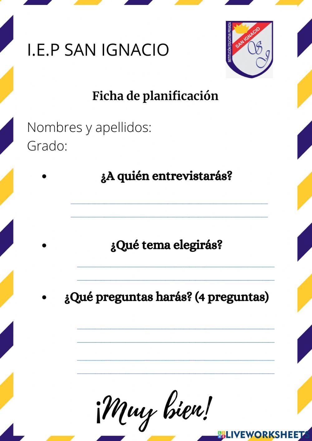 Ficha de planificación de entrevista