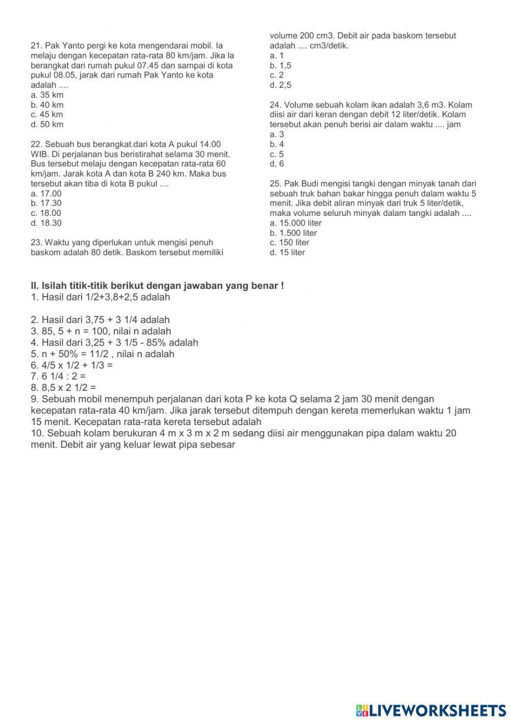 Pas matematika kelas 5