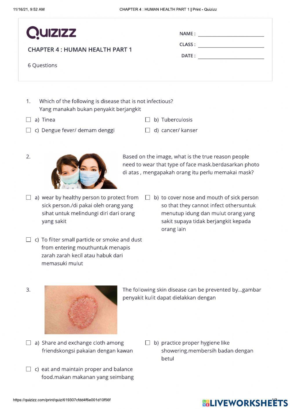 Chapter 4: human health - kesihatan manusia   1