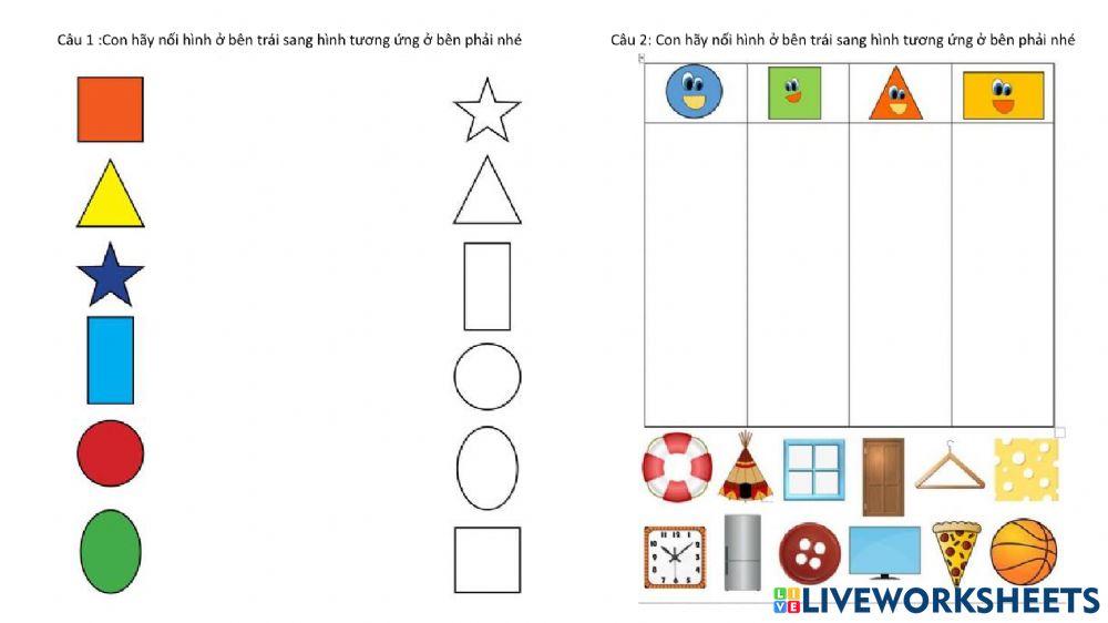 BT hình dạng worksheet Live Worksheets