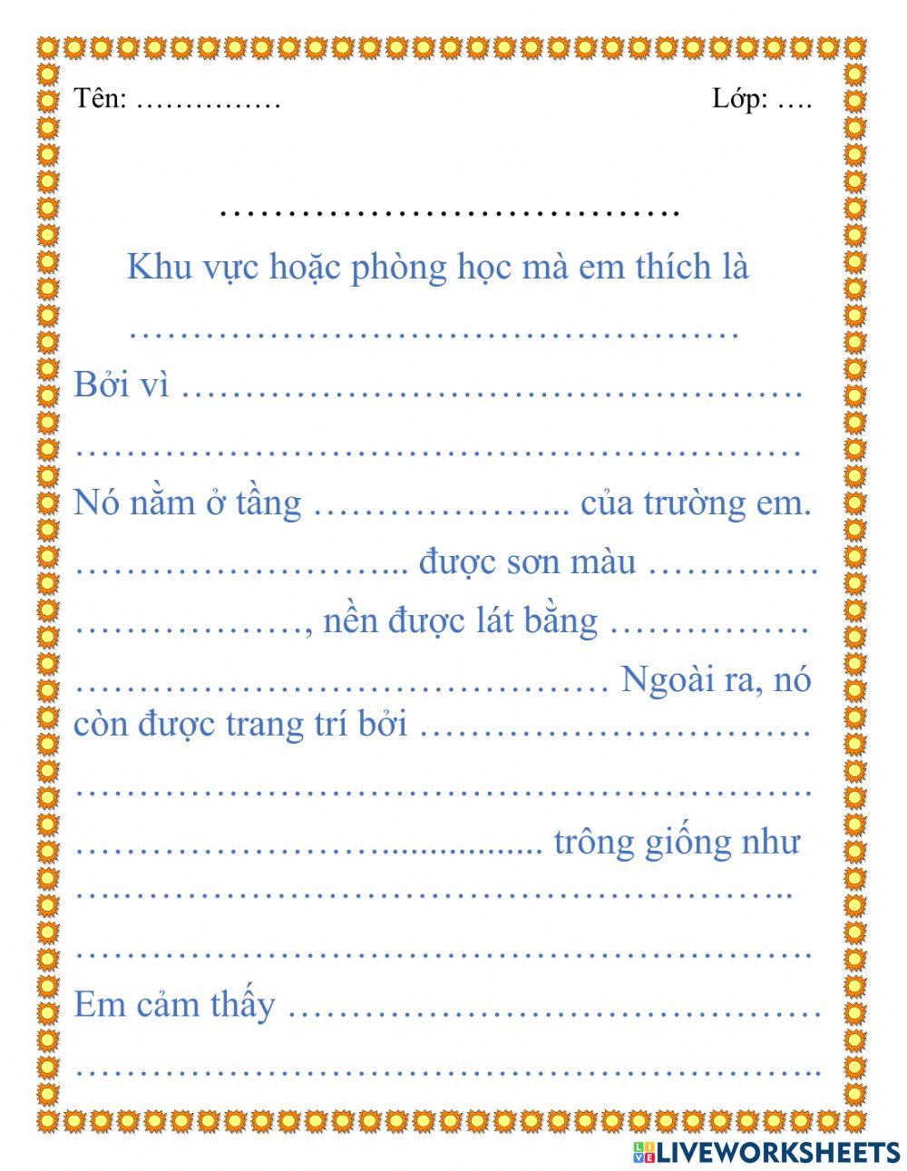 Miêu tả khu vực hoặc phòng học