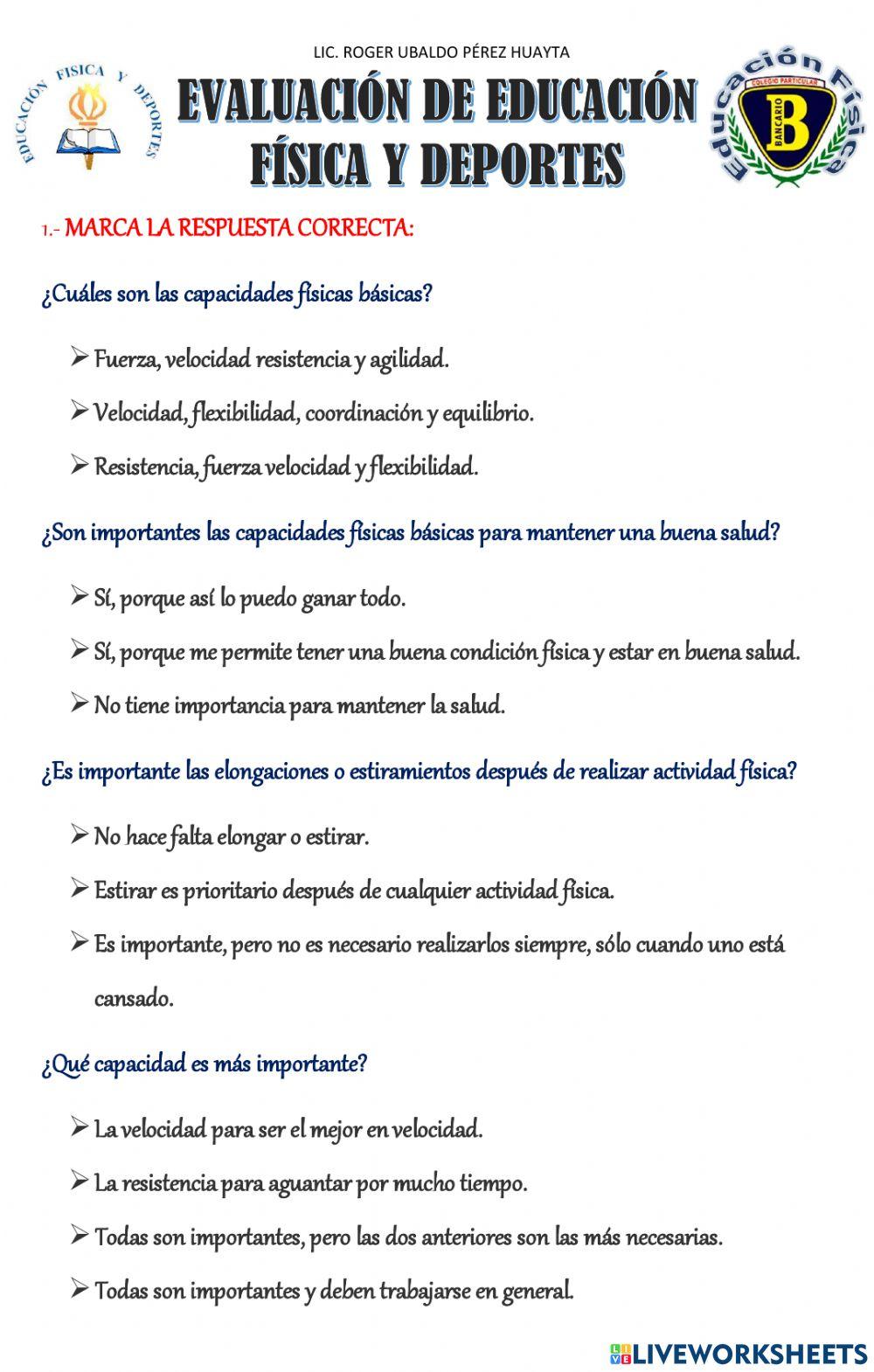 Evaluación de educación física y deportes