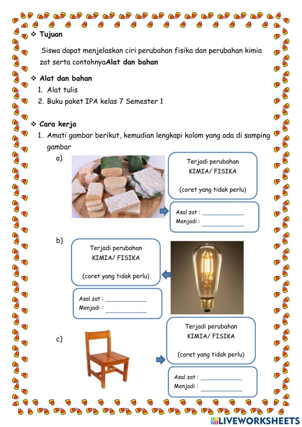 Perubahan fisika dan perubahan kimia