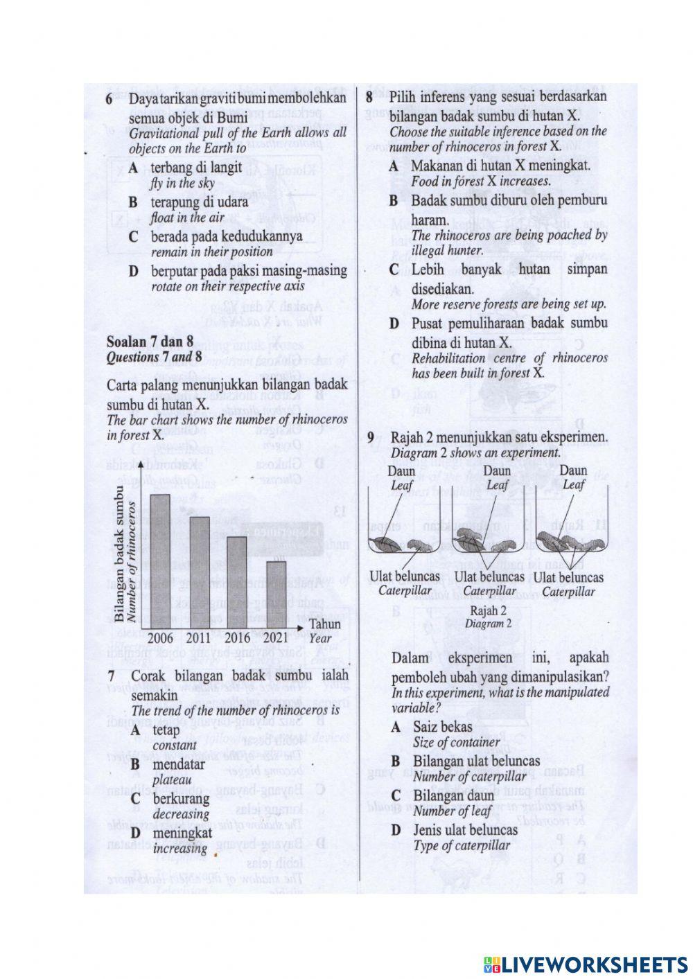 Revision science year 4 (3)