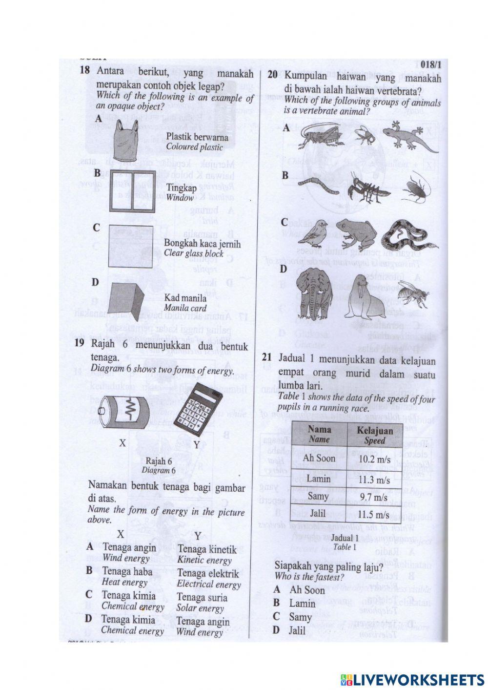 Revision science year 4 (3)