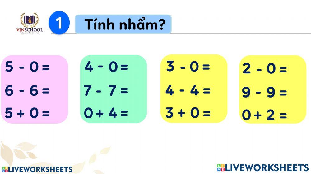 Phép trừ trong phạm vi 10 (Tiết 4)