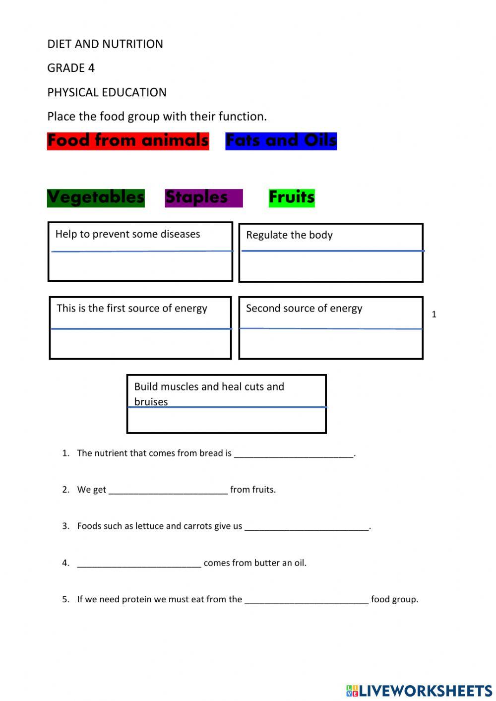 Grade 4 Diet and Nutrition