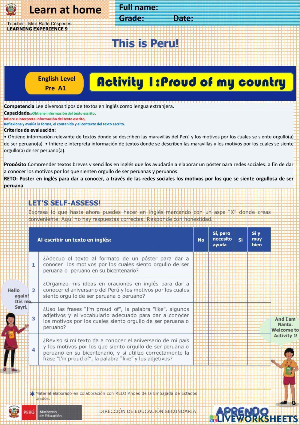 This is Peru! - Activity 1: Proud of my country! week36 ric A1