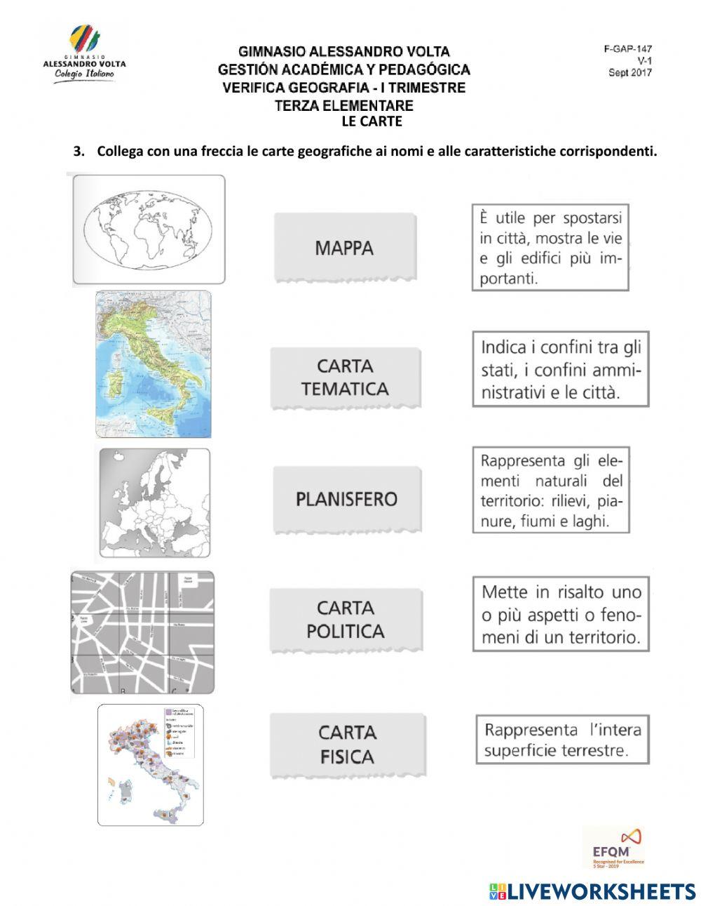 Verifica Geografia Terza elementare