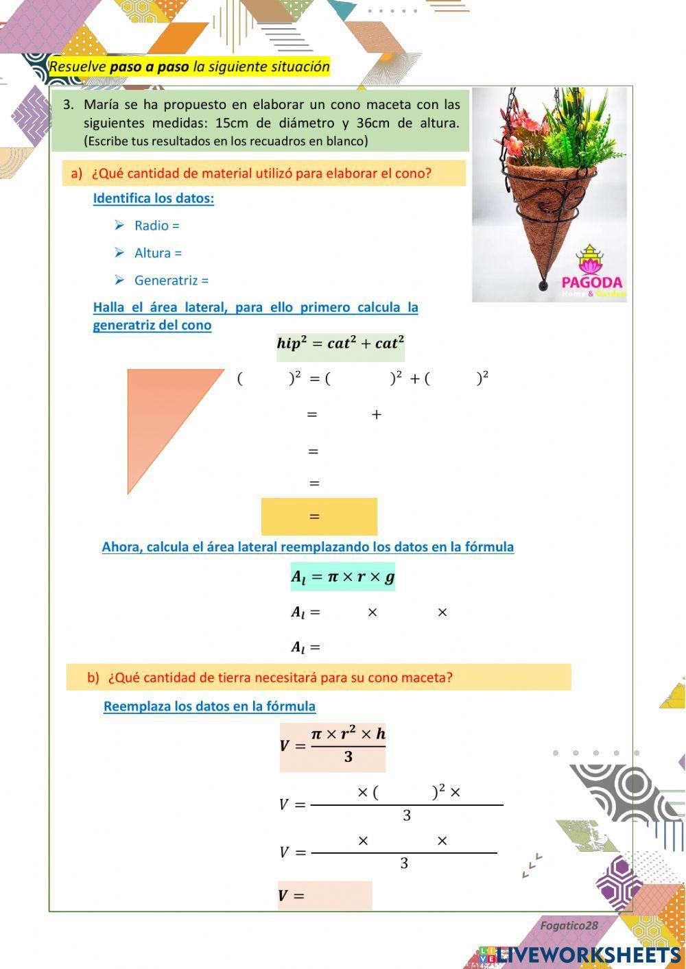 Área y Volumen del Cono