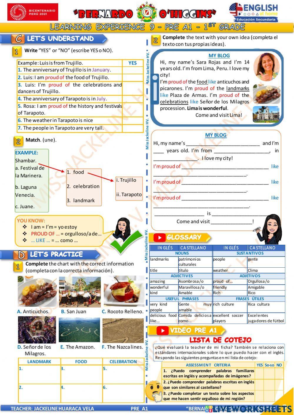 1° GRADO PRE A1 - EDA 9 - activity 1 - Aprendo en casa