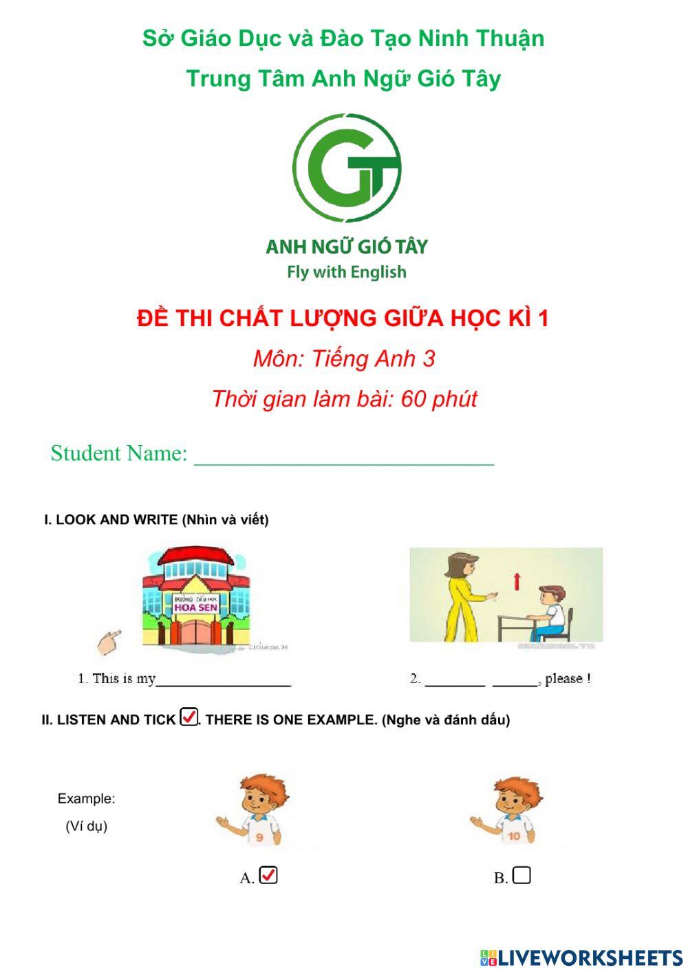 Thi Giữa Học Kỳ 1 Tiếng Anh 3