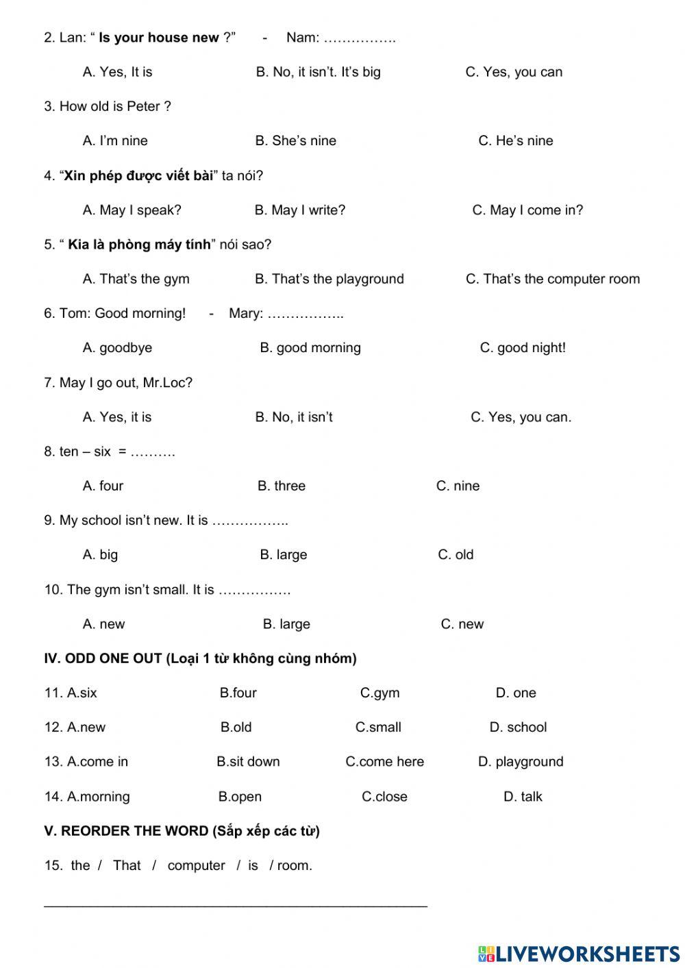 Thi Giữa Học Kỳ 1 Tiếng Anh 3