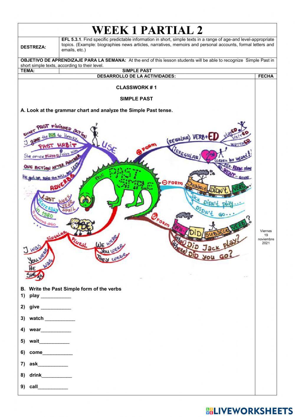Ejercicios Online-Simple Past-3er BGU