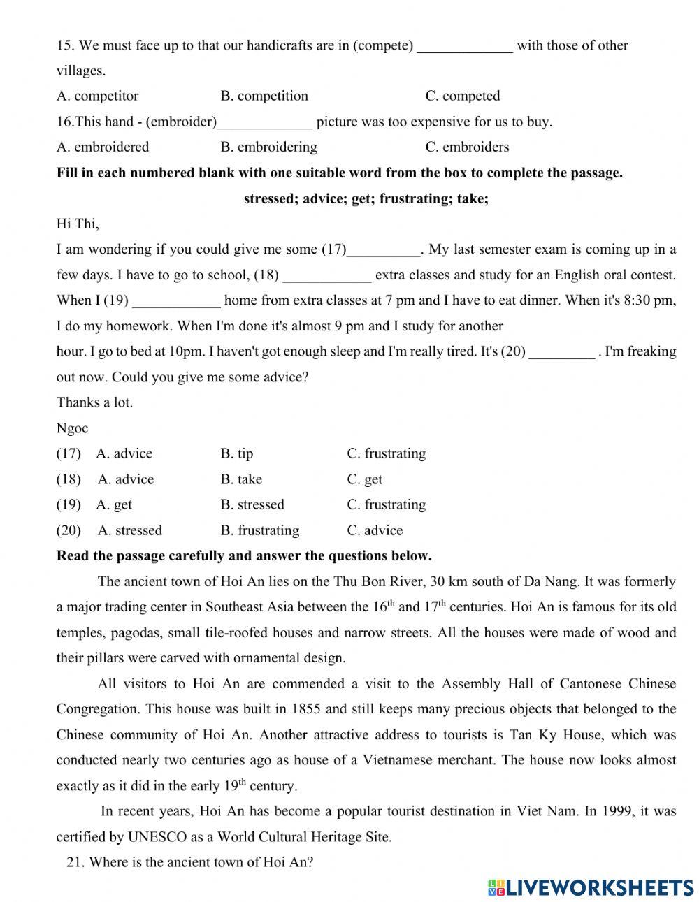 Sample test 4 - Giữa kì 1 - Anh 9