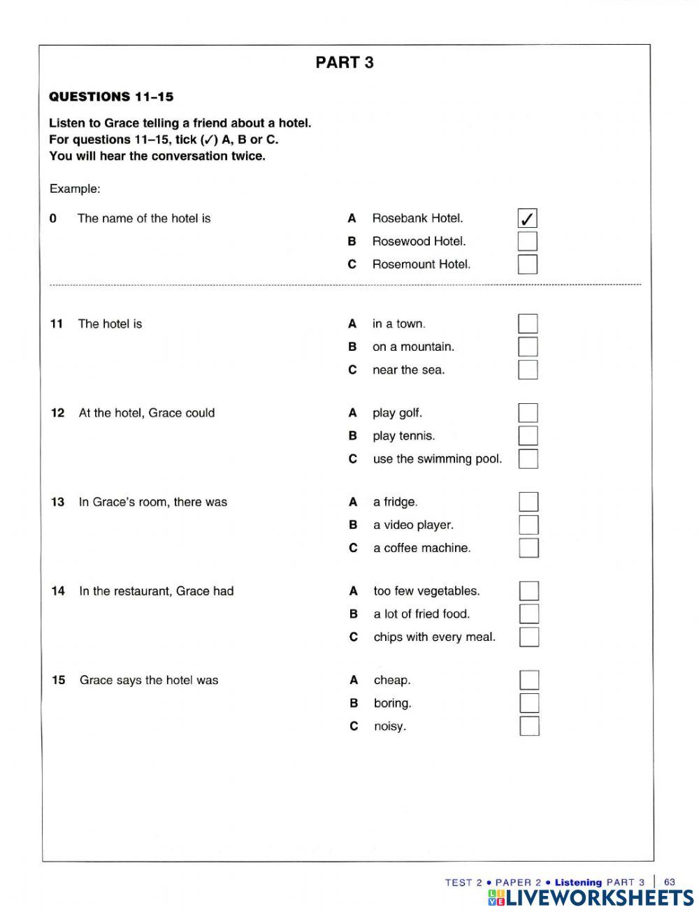 Extra Listening Test 2 PART 3