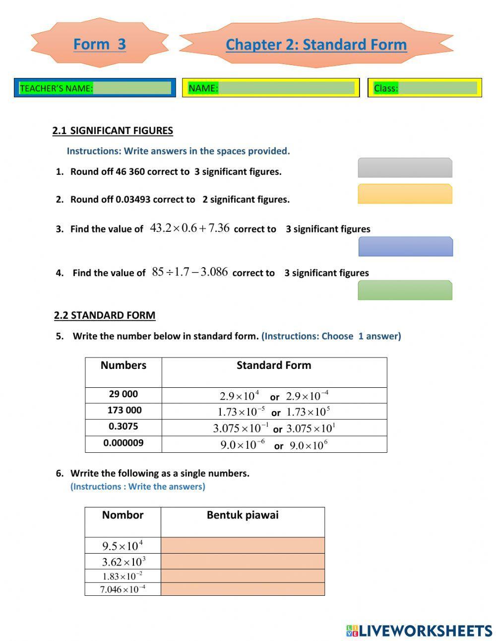 Chapter 2 standard form mathematics form 3