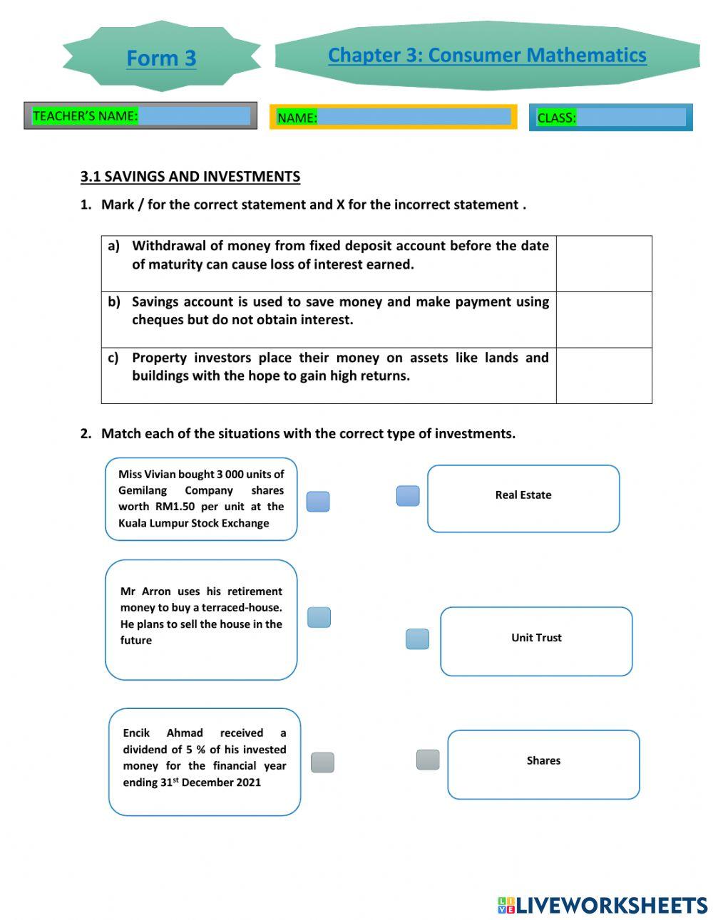 Chapter 3 : consumer mathematics (mathematics form 3)