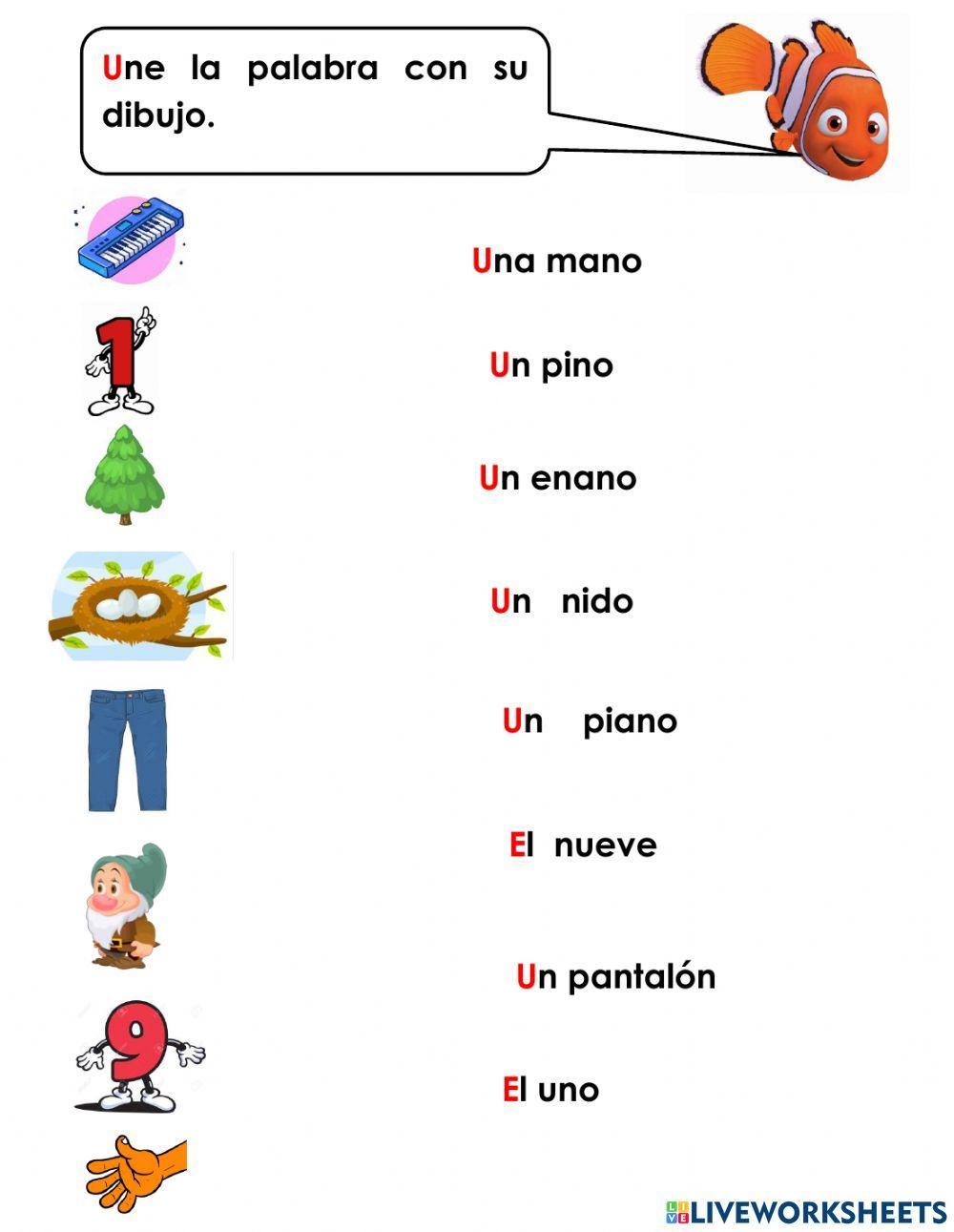 Actividad 4 unir palabras con n extras con su dibujo