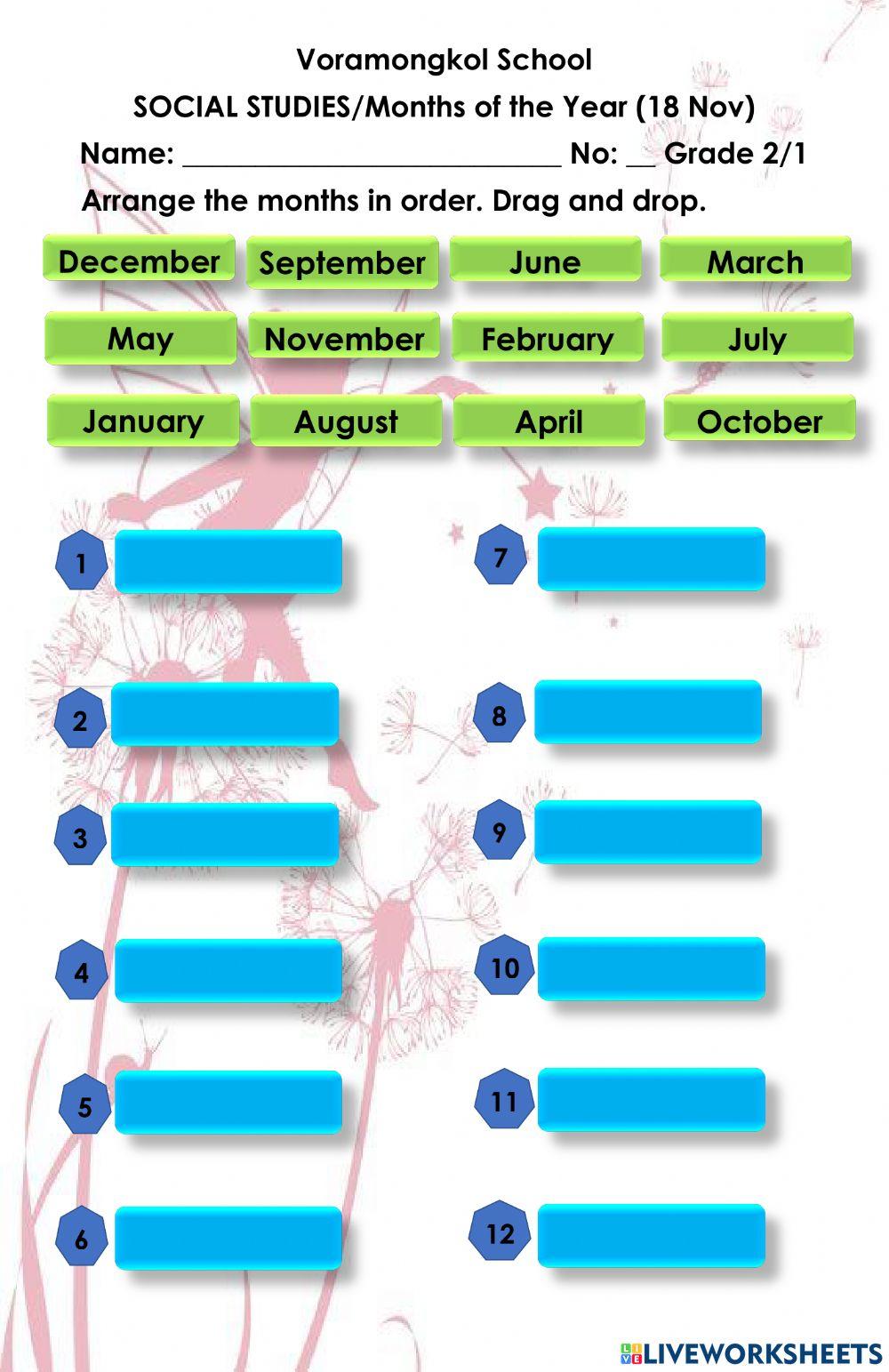 Grade 1- Months Of The Year