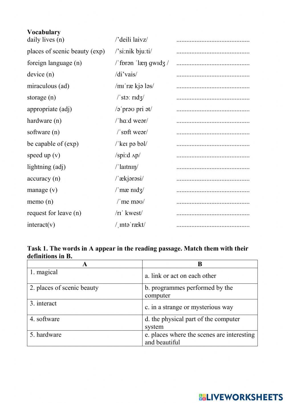 Unit 5: Technology And You (Reading)