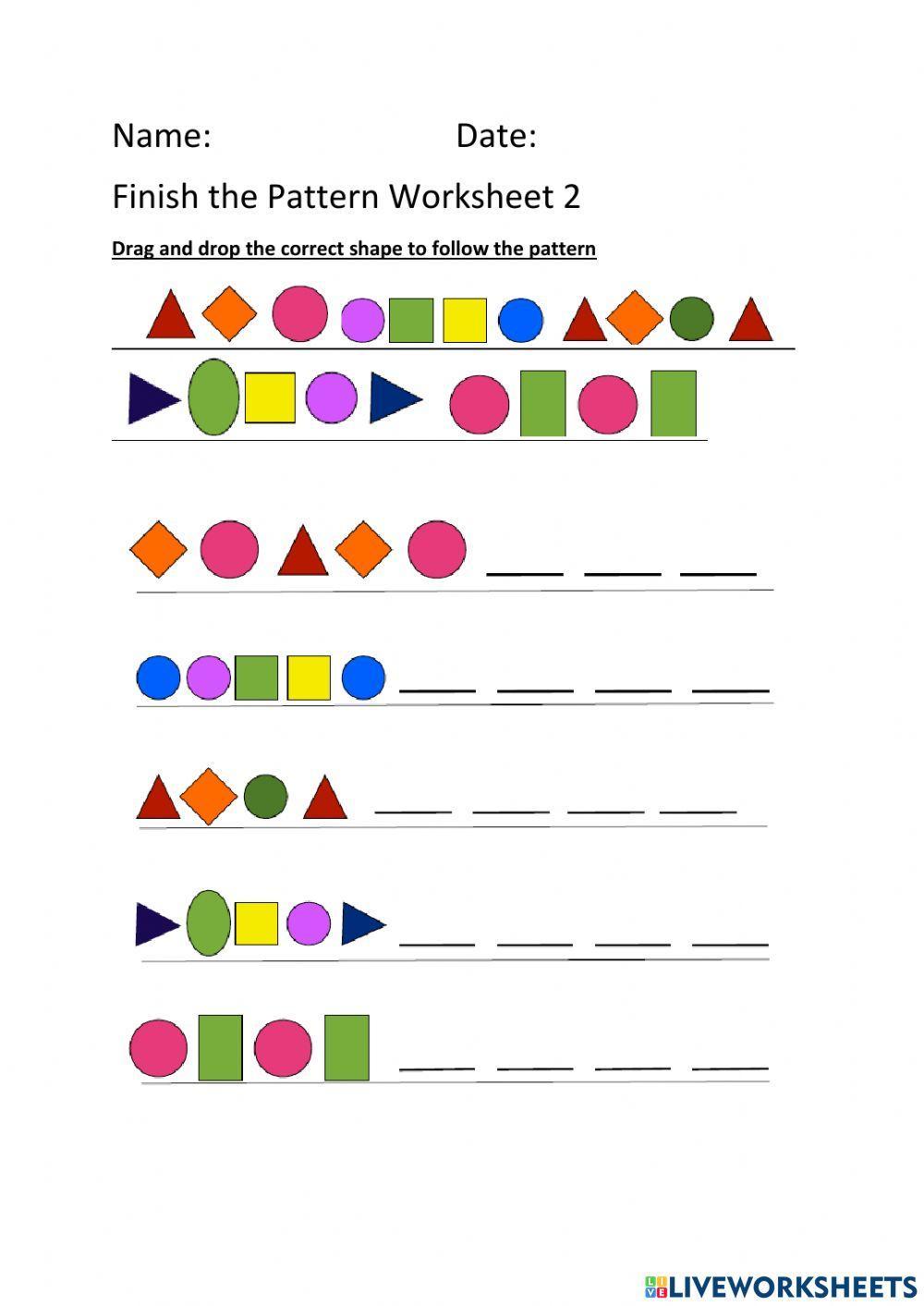 Finish the Pattern Worksheet 2 worksheet | Live Worksheets finish-the-pattern-worksheet-2-worksheet-live-worksheets