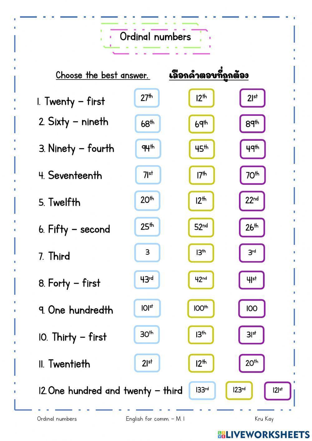 Ordinal numbers