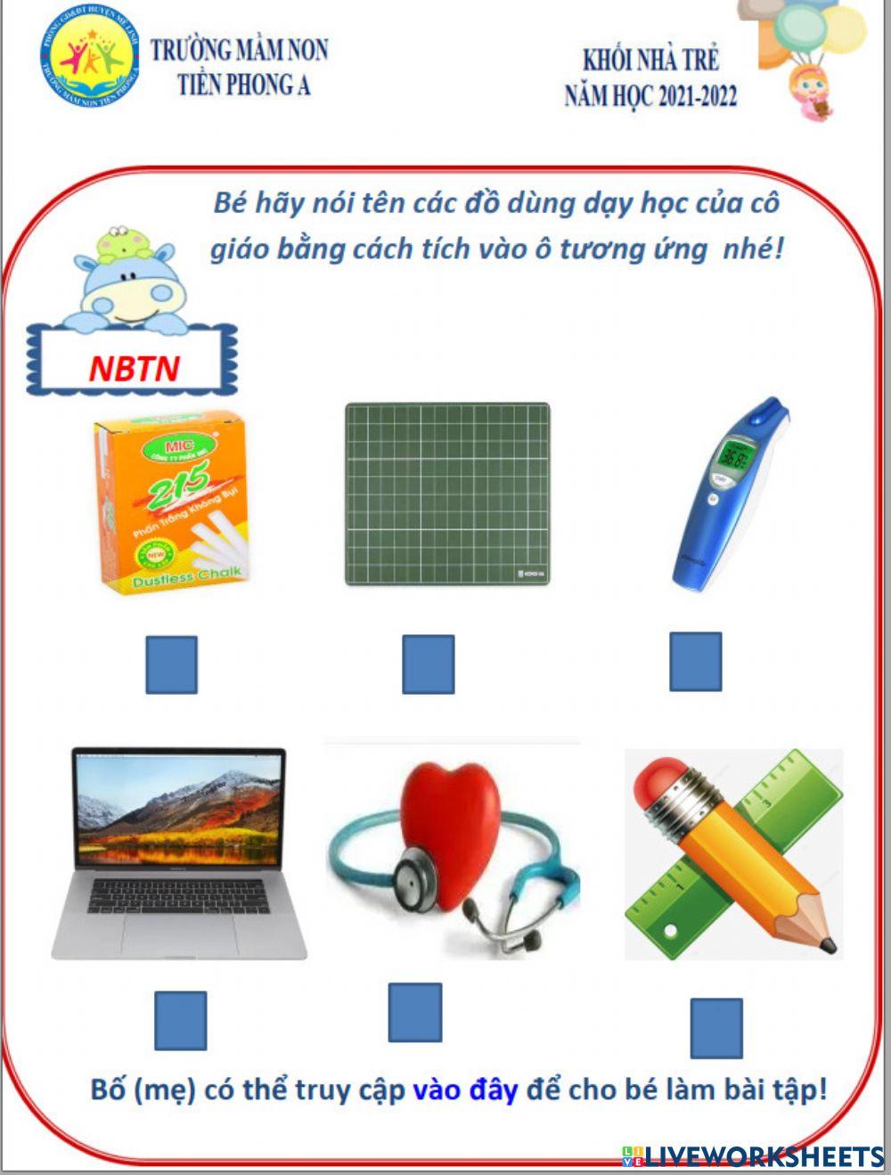 Bé hãy quan sát và chọn ra đồ dùng dạy học của cô