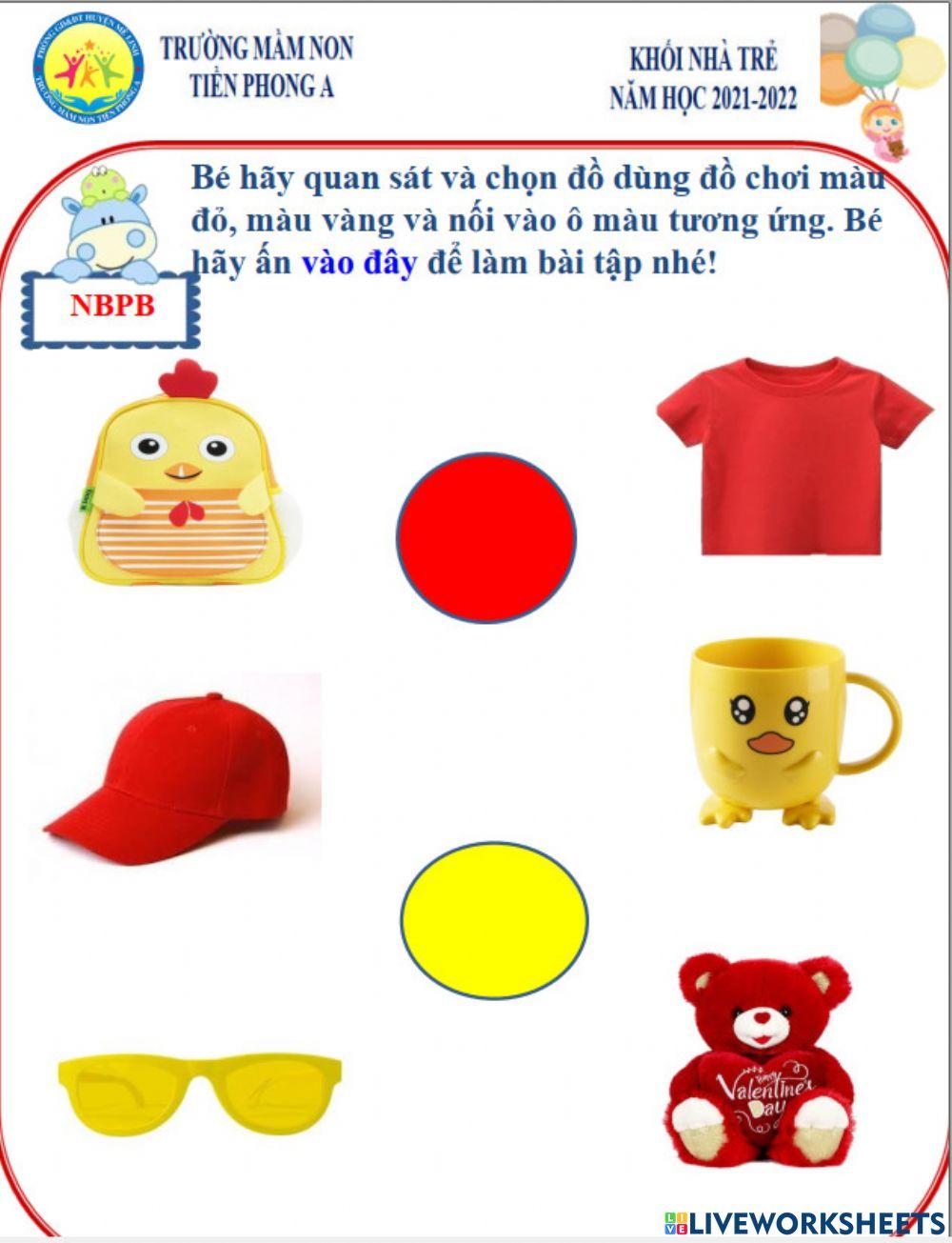 Bé nối màu sắc đồ vật tương ứng