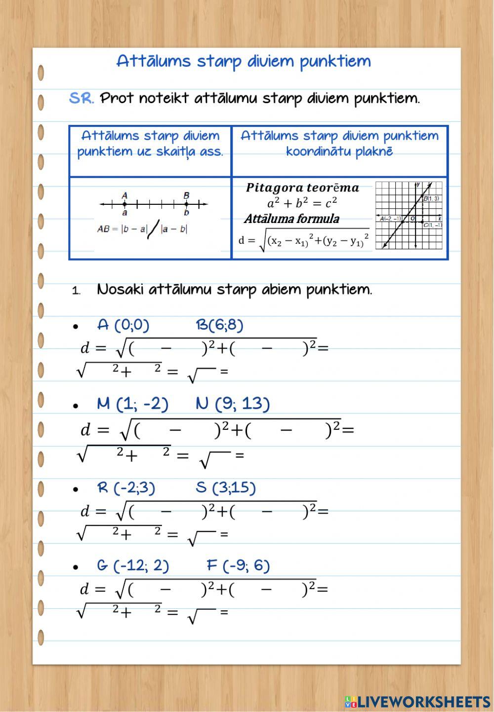 Attālums starp diviem punktiem un viduspunkts
